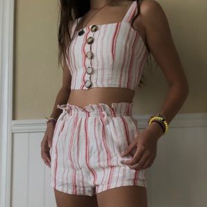 orange and white striped two piece set!